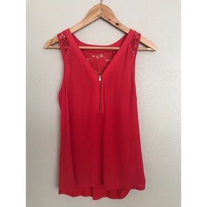 Express - Zip front Hudson tank with lace details and soft jersey back.